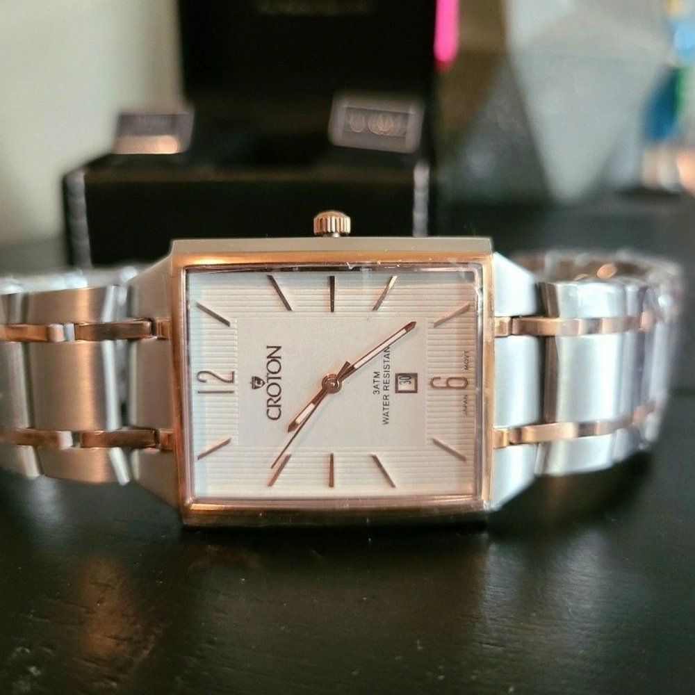 Croton Silver/Rose Gold Tone White Dial Unisex Watch.